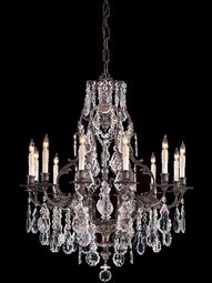 Italian Rococo 12 Light Chandelier In Oxidized Brass
