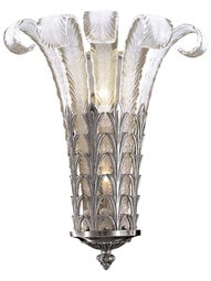 Art Deco Plume Glass Sconce With Platinum Finish