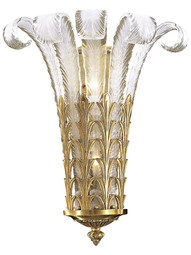 Art Deco Plume Glass Sconce With French Gold Finish