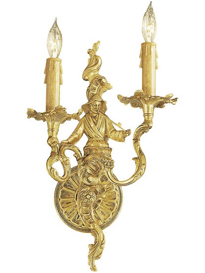 Rococo Sconce With Male Figure In French Gold Finish