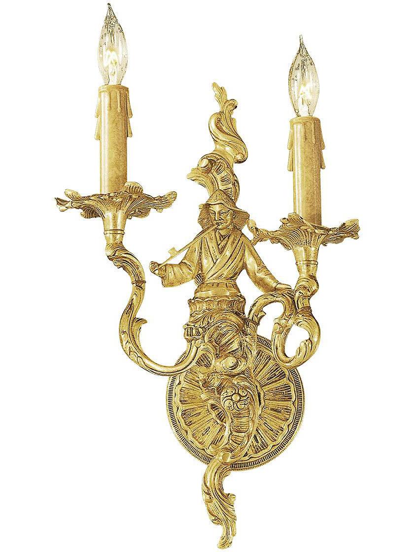 Rococo Sconce With Male Figure In French Gold Finish