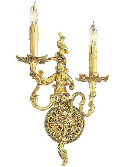 Rococo Sconce With Female Figure In French Gold Finish.