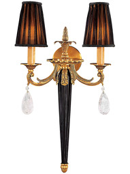 Crillon French Gold Sconce With Rock Crystal Accents