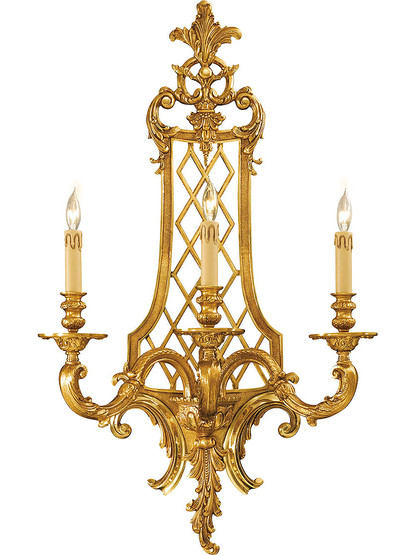 Dresden Three Light Sconce With French Gold Patina