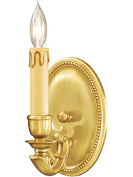 Oval Beaded Single Sconce In French Gold Finish