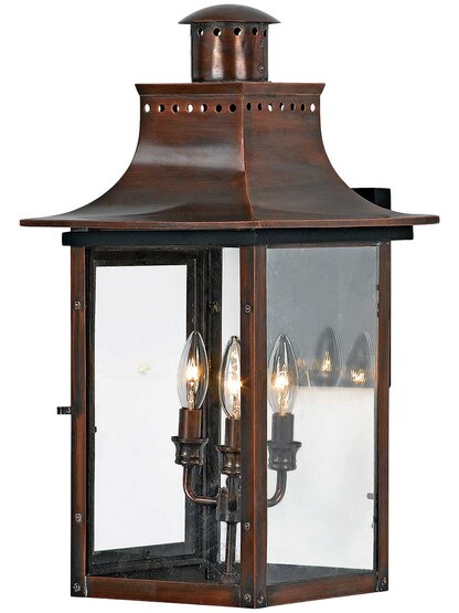 Alternate View of Chalmers Large Wall Lantern In Aged Copper