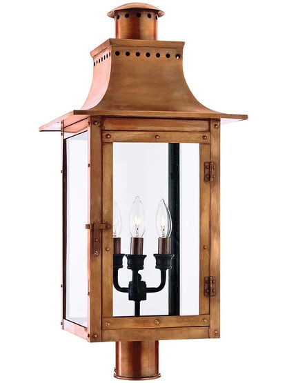 Chalmers Large Post Lantern in Aged Copper.
