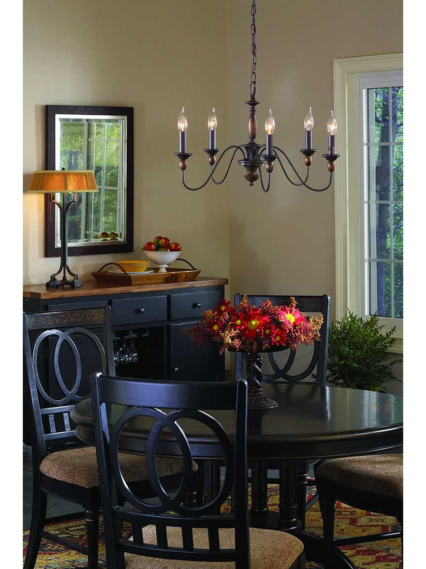 Holbrook 5 Light Chandelier With Faux-Wood Finish