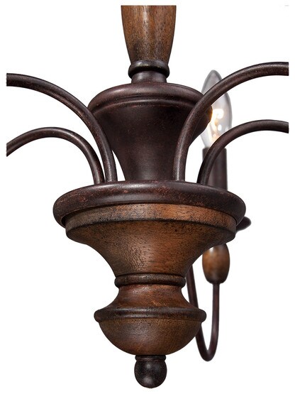 Alternate View 2 of Holbrook 5 Light Chandelier With Faux-Wood Finish