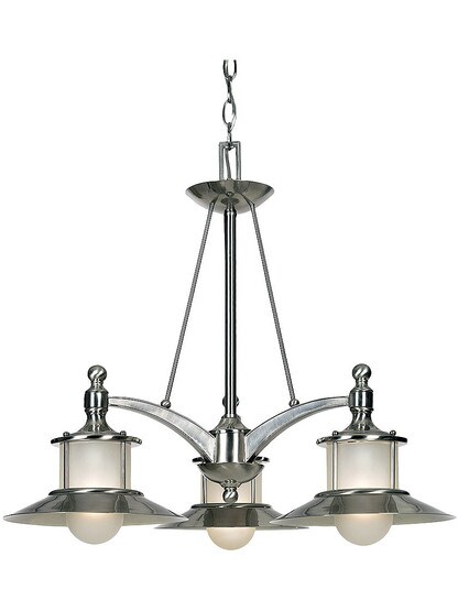 New England 3 Light Chandelier in Brushed Nickel.