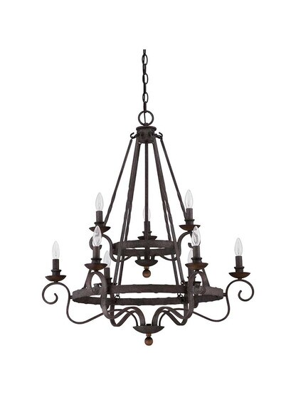 Alternate View of Noble Two Tier 9-Light Chandelier.