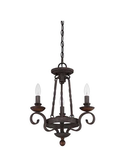 Alternate View of Noble 3-Light Chandelier.