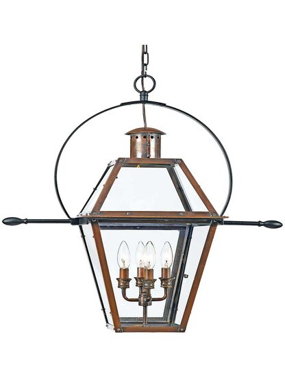 Rue De Royal Extra Large Hanging Lantern in Aged Copper.