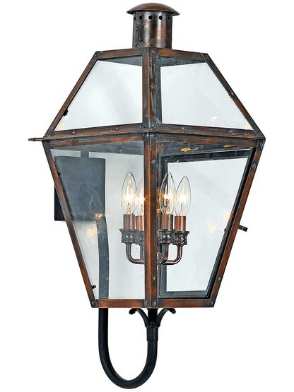 Alternate View of Rue De Royal Extra Large Wall Lantern in Aged Copper.