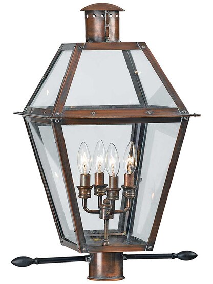 Alternate View of Rue De Royal Extra Large Post Lantern in Aged Copper.