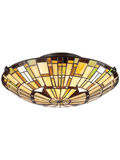 Alternate View of Reed Stained Glass Flush Mount In Vintage Bronze