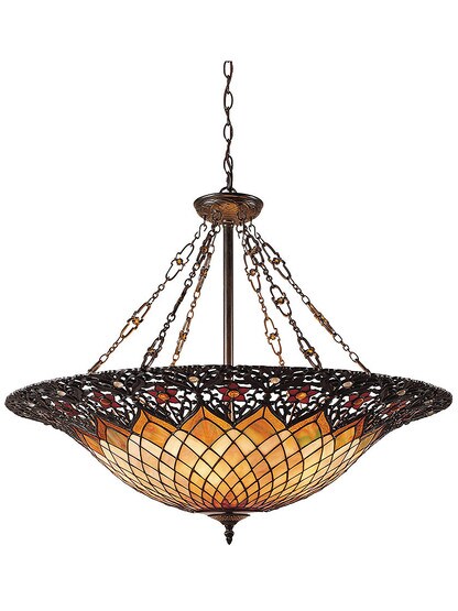 Tiffany Filigree Pendant-Chandelier in Vintage Bronze.