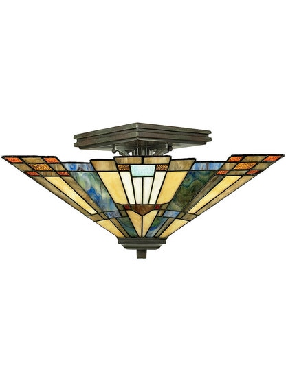 Inglenook Semi Flush Ceiling Light in Valiant Bronze Finish.