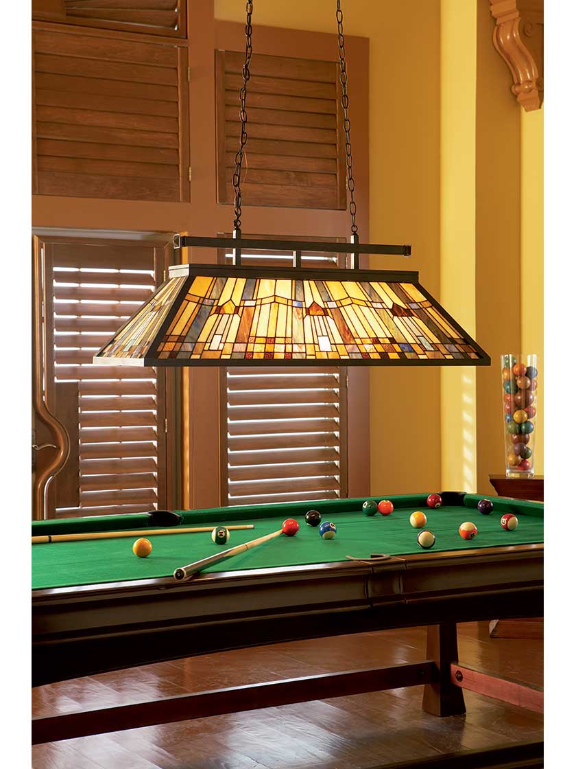 Alternate View of Inglenook Island Chandelier With 3 Lights In Valiant Bronze Finish.
