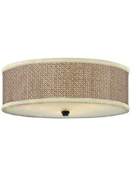 Rattan Drum Shade Flush Mount With Mystic Black Finish