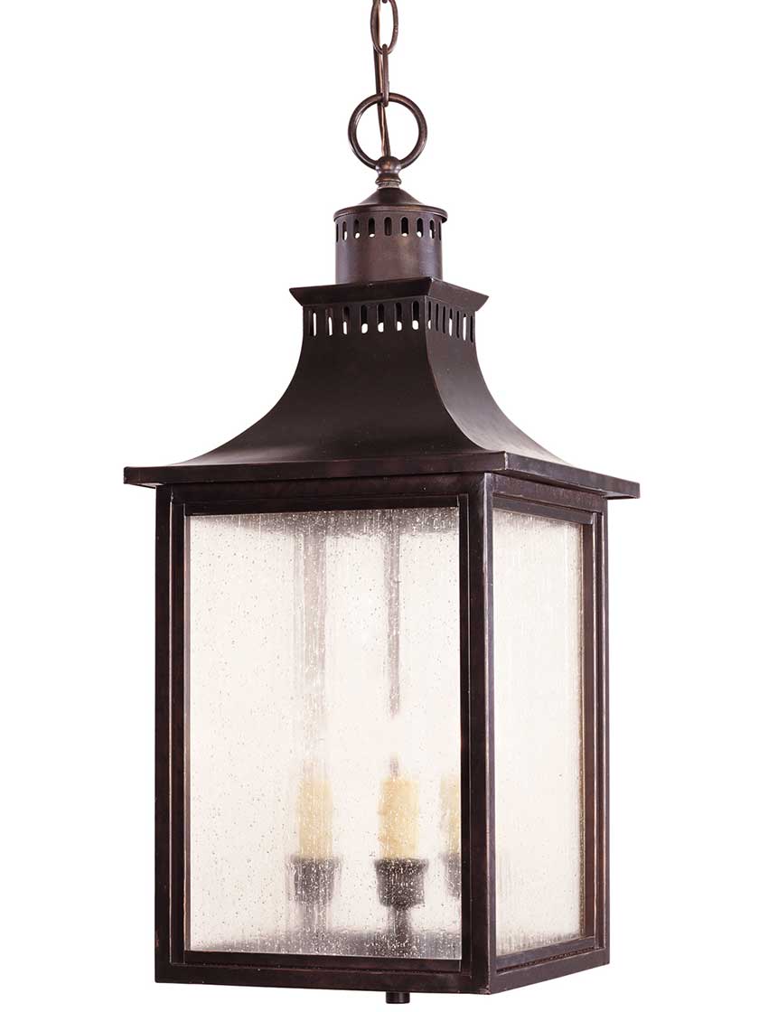 Black Finish with Clear Glass Zeyu Outdoor Hanging Lantern Exterior Pendant Light Fixture for Hallway Porch 02A30H BK 