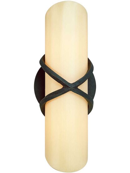 Roxbury Vertical 2-Light Bath Sconce with Provence Glass Shade.