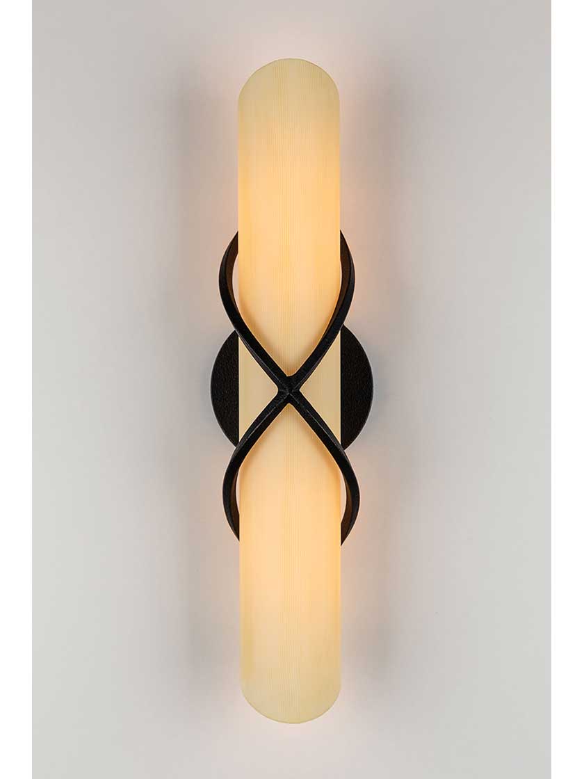 Alternate View 4 of Roxbury Vertical 2-Light Bath Sconce with Provence Glass Shade.