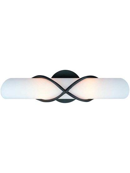 Roxbury Horizontal 2-Light Bath Sconce with Matte Opal Glass Shade.