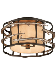 Adirondack 18 inch Flush Mount Ceiling Fixture in Silver Leaf.