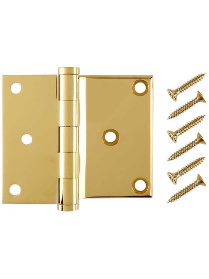 Alternate View 2 of 3 inch Solid Brass Half-Surface Door Hinge With 3/8 inch Offset
