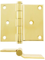 3" Solid Brass Half-Surface Door Hinge With 3/8" Offset