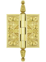 3 1/2" Premium Brass Aesthetic-Pattern Hinge with Decorative Steeple Tips