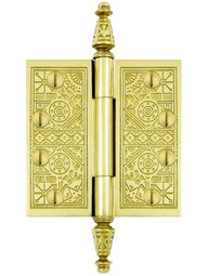 4" Premium Brass Aesthetic-Pattern Hinge with Decorative Steeple Tips