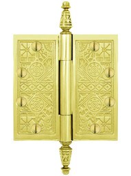 4 1/2" Premium Brass Aesthetic-Pattern Hinge with Decorative Steeple Tips