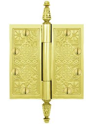 4 1/2" Premium Brass Aesthetic-Pattern Hinge with Decorative Steeple Tips