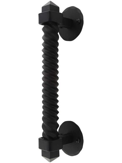 Forged Iron Castile Door Pull with a Lacquered Black Finished Finish