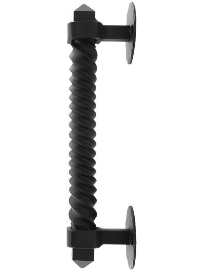 Alternate View of Forged Iron Castile Door Pull with a Lacquered Black Finished Finish