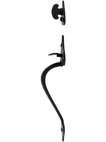 Alternate View of Heart Style Thumblatch Entry Mortise Lock Set.