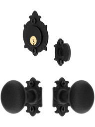 Warwick Rosette & Knob Mortise Entry Set With Black Lacquer Finish