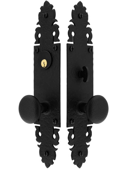 Warwick Long Plate Mortise Entry Set With Black Lacquer Finish