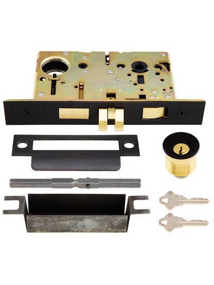 Alternate View 3 of Warwick Thumblatch Mortise Entry Set With Black Lacquer Finish