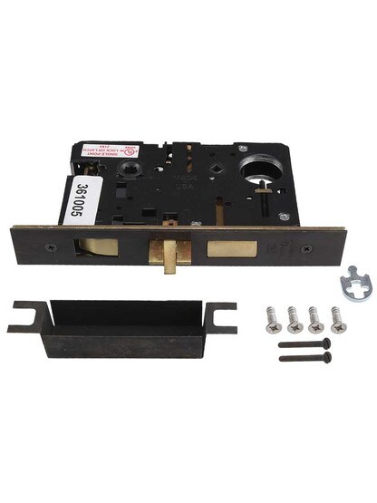 Alternate View of Solid Bronze Rectangular Thumb-Latch Mortise Entry Set.