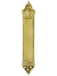 16 1/4 inch Blois Pattern Push Plate In Solid, Cast Brass