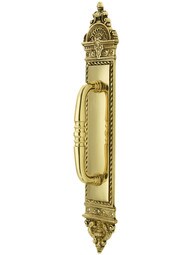 Blois Pattern Door Pull In Solid, Cast Brass