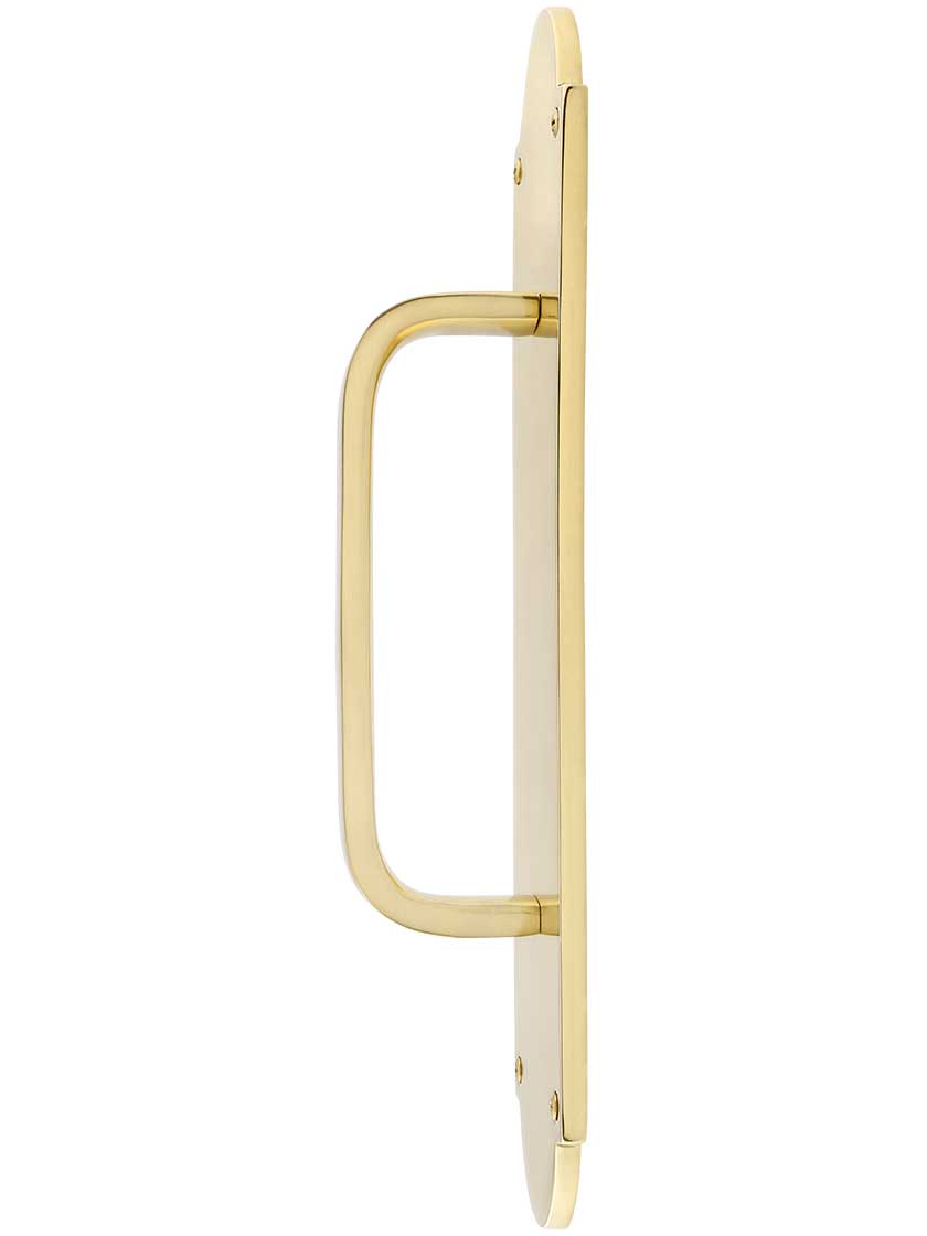 Alternate View of Solid Brass Modern Door Pull With Arched Back Plate