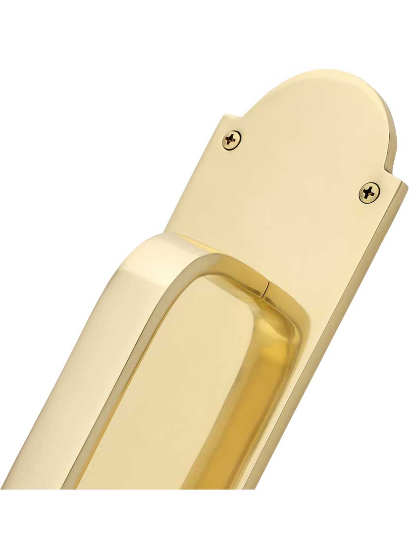 Alternate View 2 of Solid Brass Modern Door Pull With Arched Back Plate