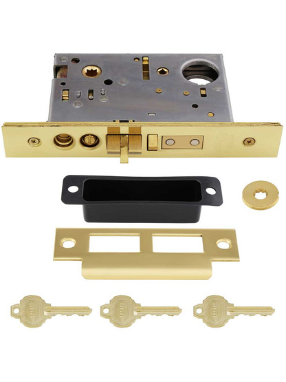 Alternate View 3 of New York Large Plate Mortise Entry Set In Forged Brass.