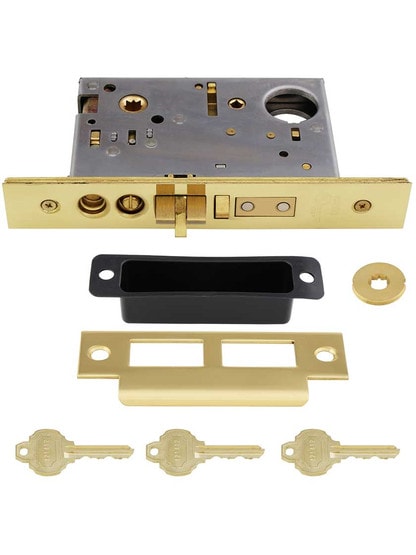 Alternate View 3 of New York Small Plate Mortise Entry Set In Stamped Brass.