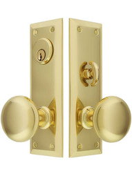 New York Small Plate Mortise Entry Set In Stamped Brass.