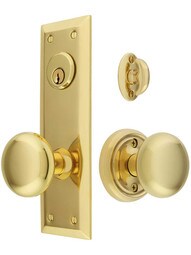 New York Large Plate Mortise Entry Set With Rosette Interior.